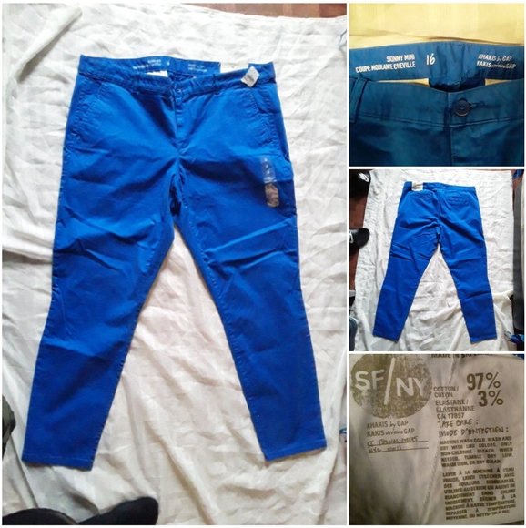 GAP New Womens Plus sz16 Skinny Blue Khaki Pants - Picture 2 of 16